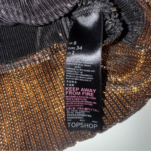 Topshop Metallic Copper Bronze Twist Front Crop Top Long Sleeve Size 2 - Picture 4 of 7